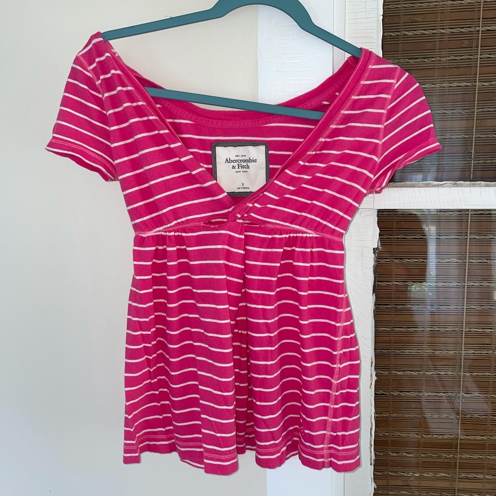 Abercrombie&Fitch • V-Neck Striped Cinched Blouse